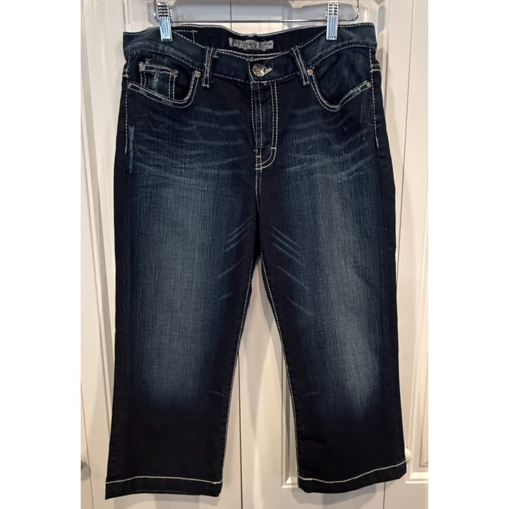 Women's BKE Capri Jeans Size 29 Dark Wash Embellished Pockets Y2K  Wester